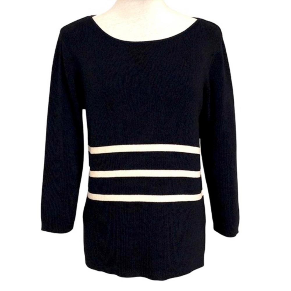 Bianca Nygard beautiful knit pullover top with stripe detail. Women's size S